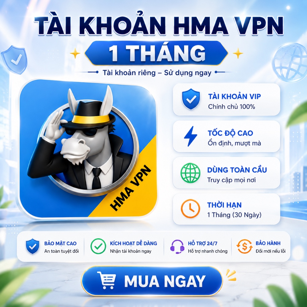 Tài Khoản Key HMA cho 5 TB PC/Android 1 Tháng